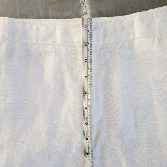 Coldwater Creek 100% Linen Womens Size 16 White Tapered Trousers Pockets Elastic - Picture 6 of 9